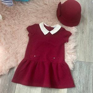 Janie and jack Maroon dress with hat